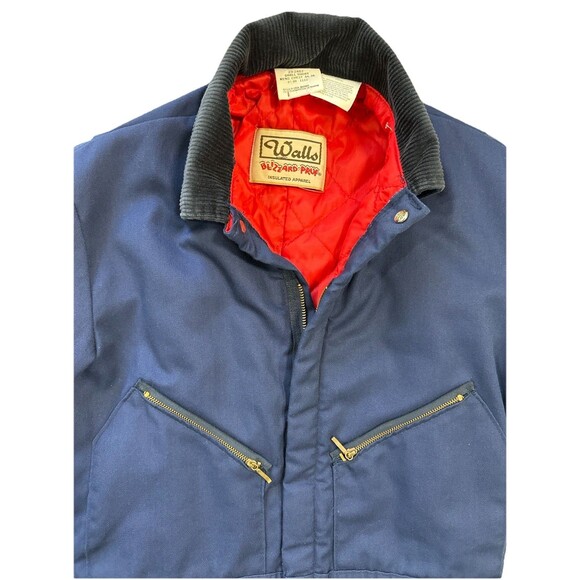 VTG Walls Blizzard -Pruf Insulated Coveralls Mens Small Short USA Navy Workwear - Picture 6 of 11